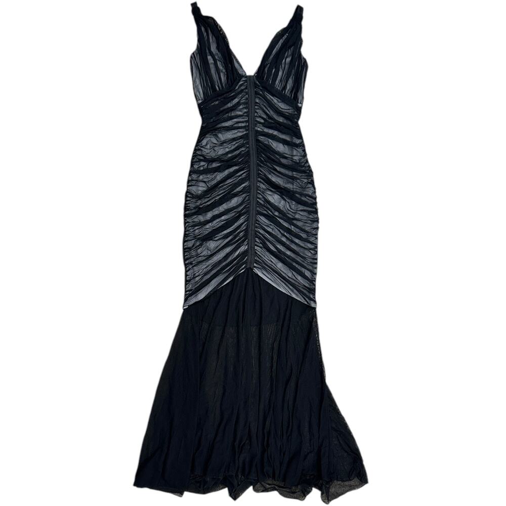 Vintage Tadashi Semi Sheer Ruched Mermaid Gown